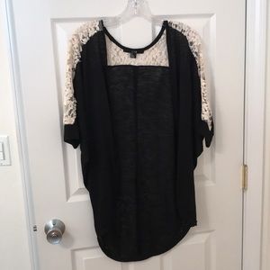 Black cardigan with off white lace